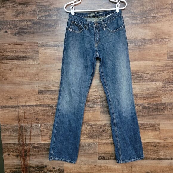 Vintage Cruel Girl Jeans 5 L low Rise Bootcut Ripped Medium Dark Wash Western - Picture 1 of 11